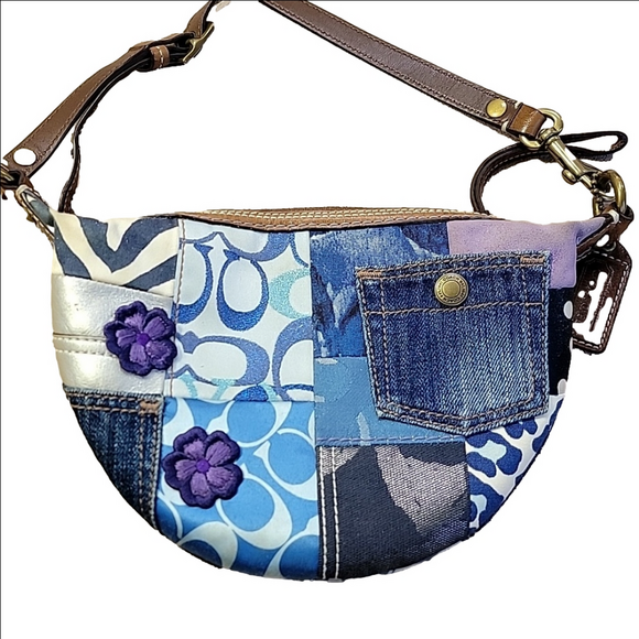 Coach Handbags - Coach Swingpack Messenger Blue Multi Denim Daisy Patchwork Y2K Vintage Purse